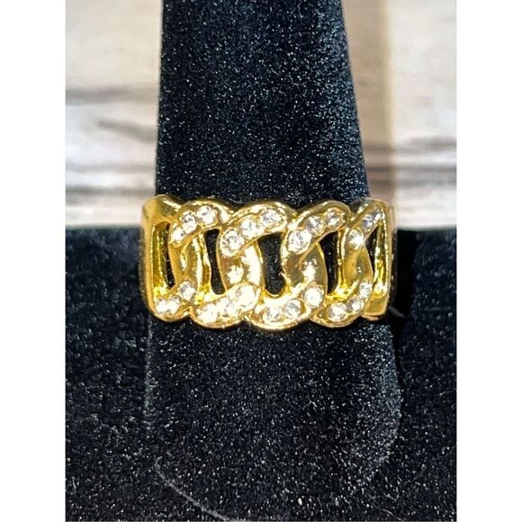 Brand Wedding Jewelry Yellow Gold Tone Band Rings For Mens Party Gift Size 10 1/ - Picture 2 of 5